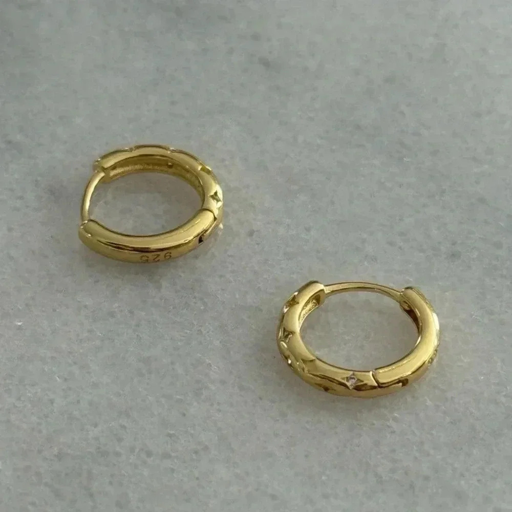COPY - Gold Crystal Star Pave Huggie Hoop Earrings 

Brand New - Picture 5 of 5